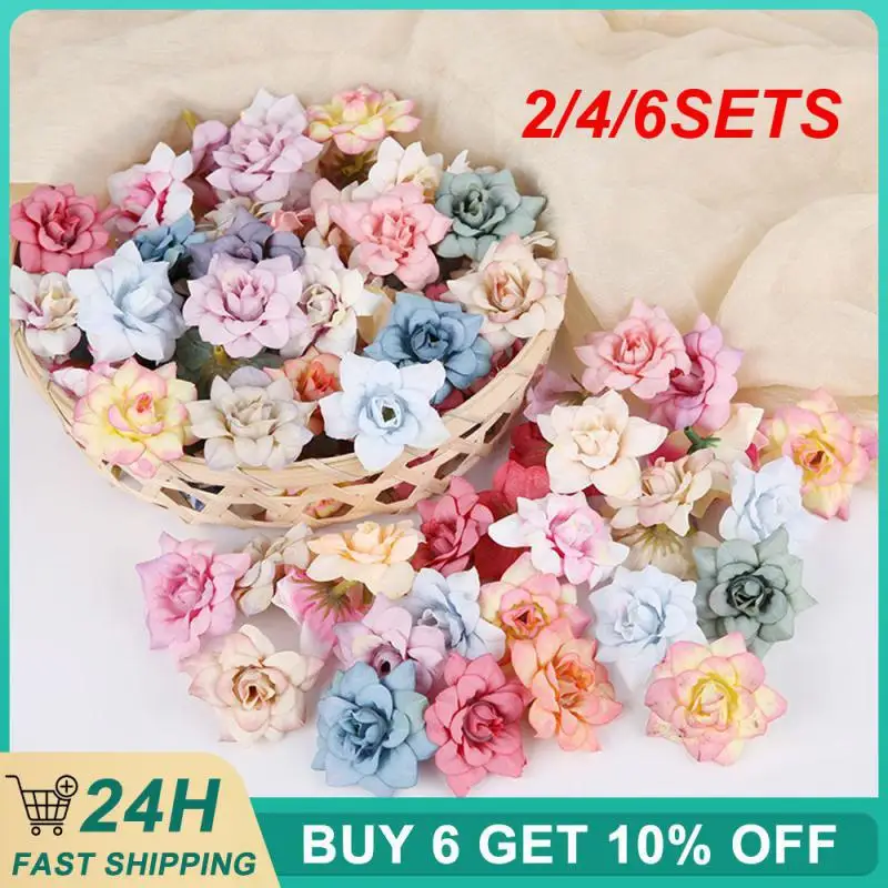 2/4/6SETS Silk Cloth Artificial Flowers Fashionable And Beautiful Household 4.5cm Artificial Rose