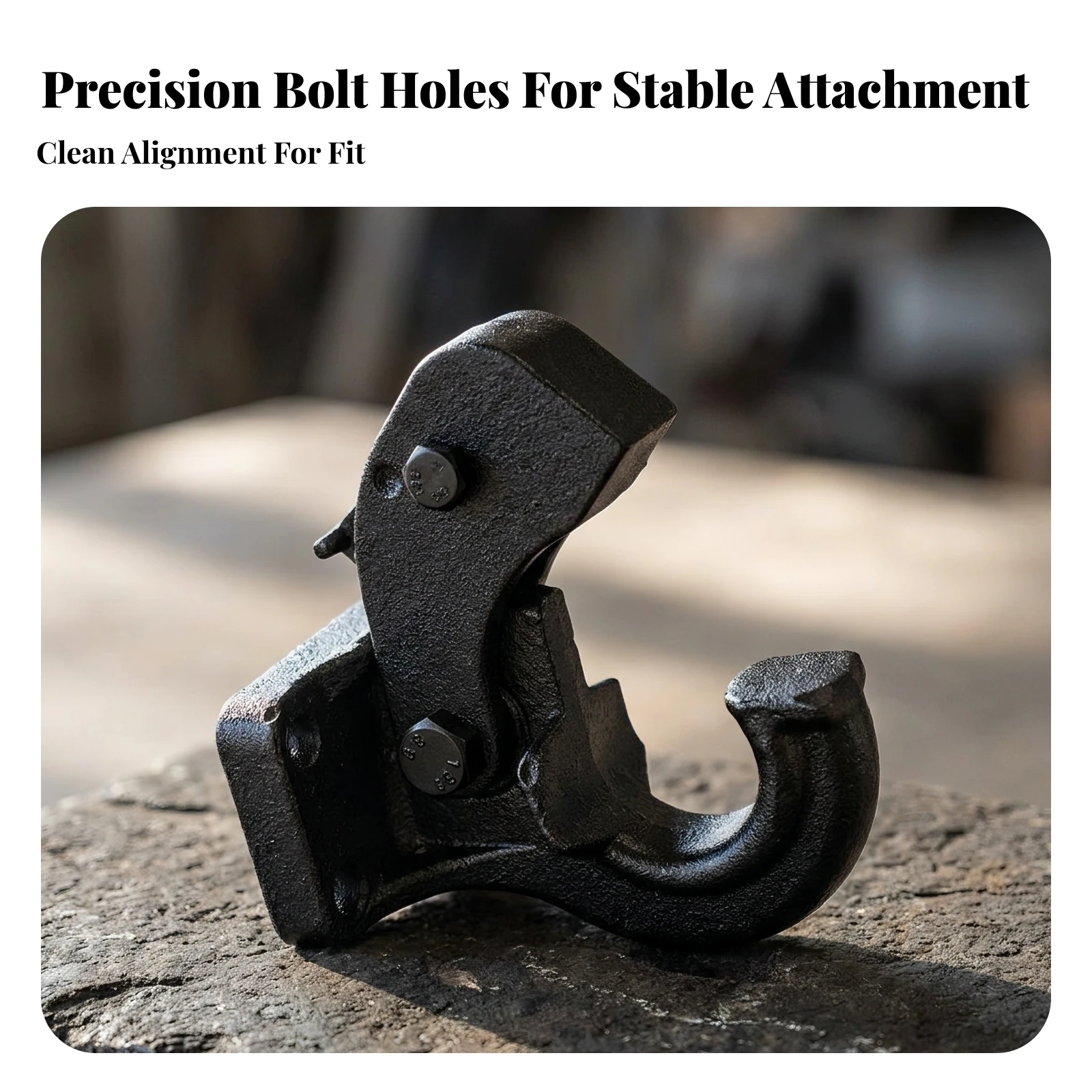 Tow Hook with Mounting Plate Black Bolt-on Tow Hook Hardware Rust-Resistant Easy to Install for Vehicle Towing