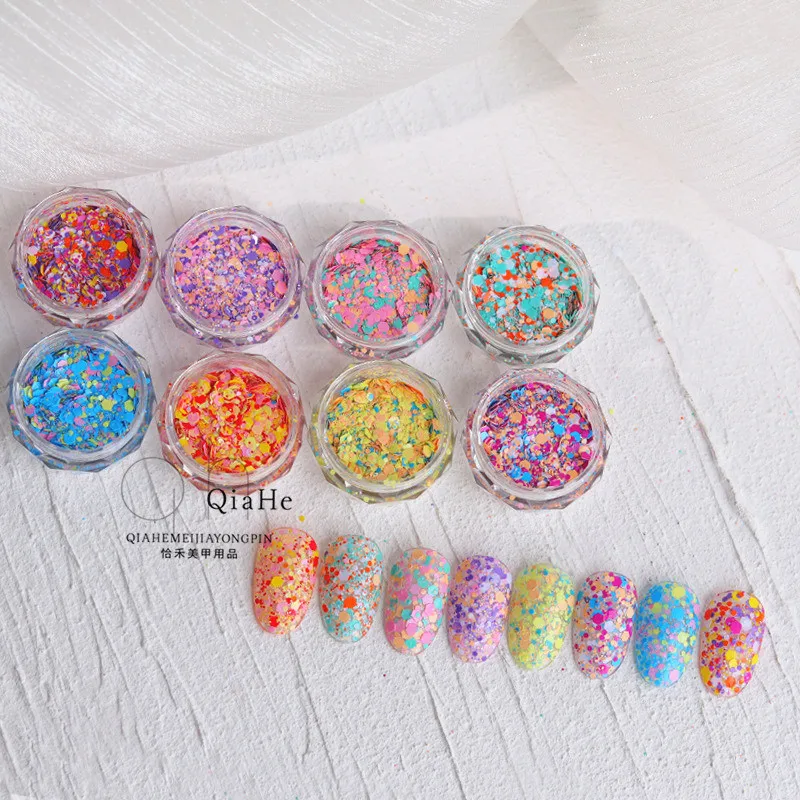 1 Box Mixed Dot Nail Decoration Circle Nails Accessories Round Chhameleon DIY Nails Mixed Colorful Nail Sequins