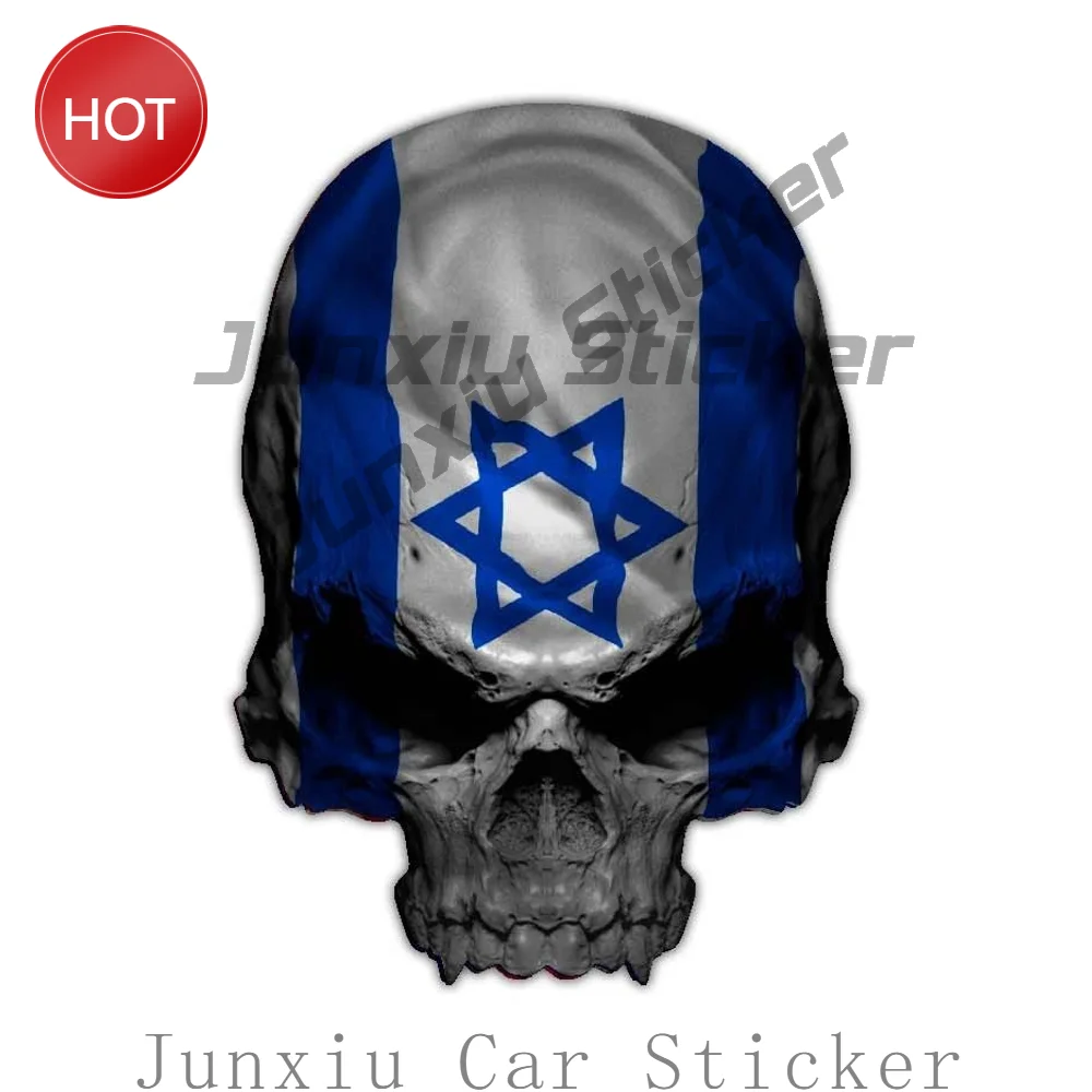 2 Pack Israel Skull Jewish Star Flag PVC Sticker For Car Bumper Laptop And Travel Case Heritage Theme Decoration Decal