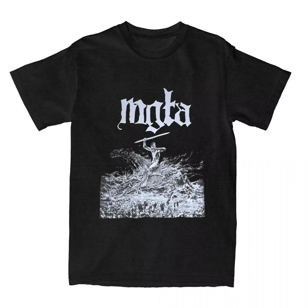 

Mgla Age of Excuse Black Metal T Shirt Couple Y2K Funny Pure Cotton T-Shirts Summer O Neck Popular Tees Oversized Tops