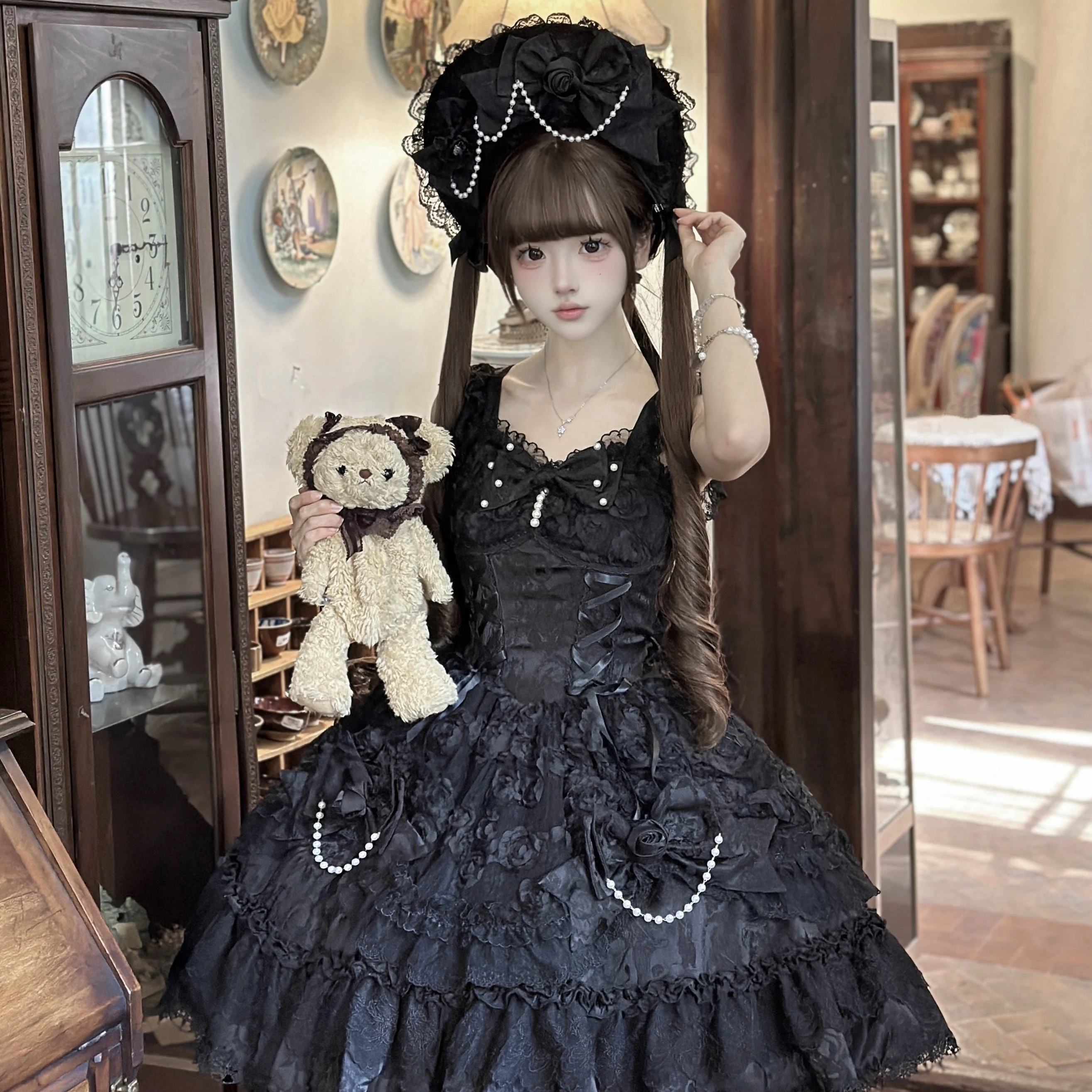 

Gothic Lolita Dress Sugar Girl Original Design Dark Rose Princess Jsk Suspender