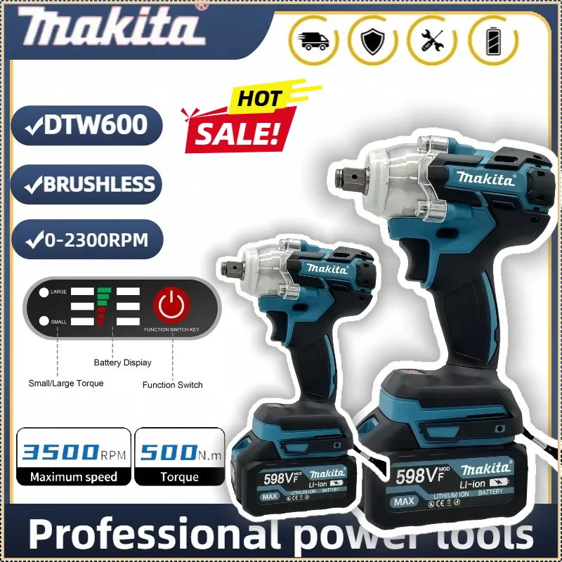 

Бесщеточный ударный гайковерт Makita DTW600, аккумуляторный, для авторемонта, высокомоментный, перезаряжаемый электроинструмент