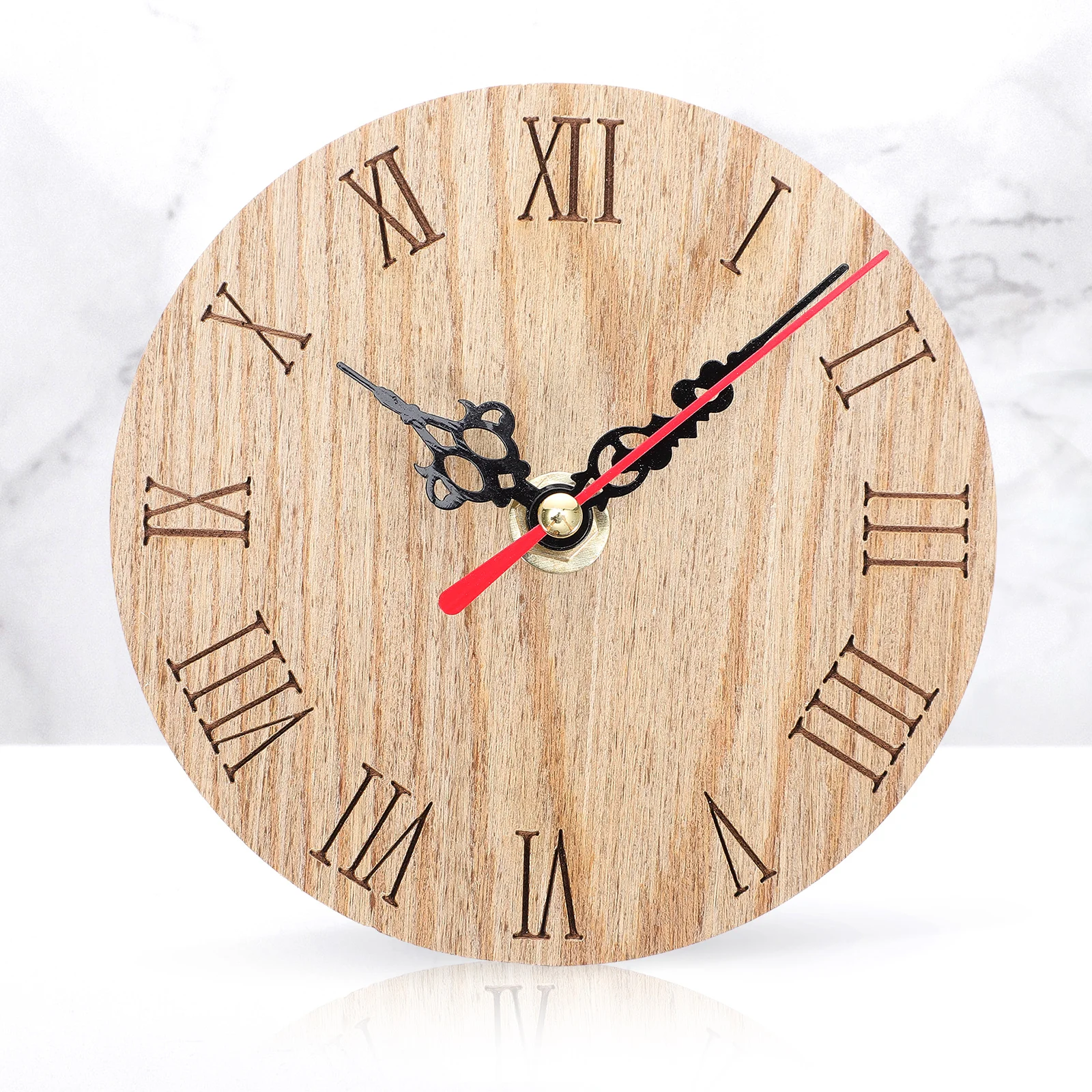 

Vintage Wall Clock with Rustic Design Mute Non Ticking Operated Round Wooden Hanging Clock for Living Room Decor