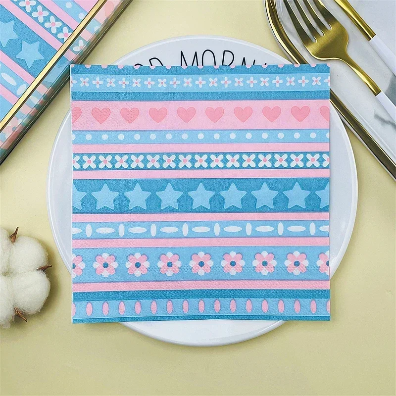 20pcs/Pac 33cm Printed Napkins Creative Square Napkins DIY Disposable Placemats Star Love Pattern Party Coloured Paper Napkins