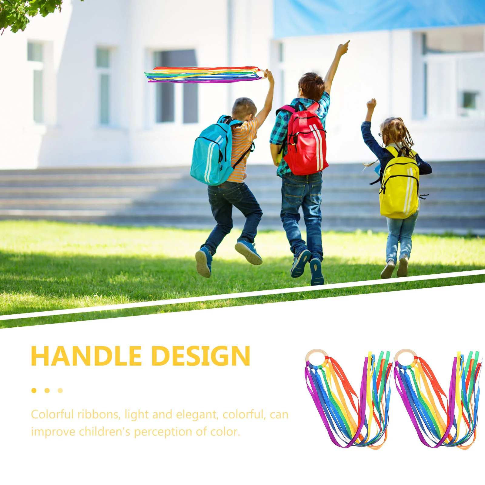 Giocattolo sensoriale stile Montessori con nastro arcobaleno Anello per nastro per bambini non tossico senza BPA I neonati sviluppano il giocattolo sensoriale per il riconoscimento dei colori