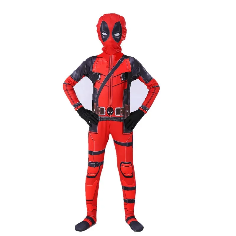 Supereroe Deadpool Costumi Cosplay Bambini Ragazzi Ragazze Tuta Copricapo Costume da festa di Halloween per bambini Vestiti C38M151