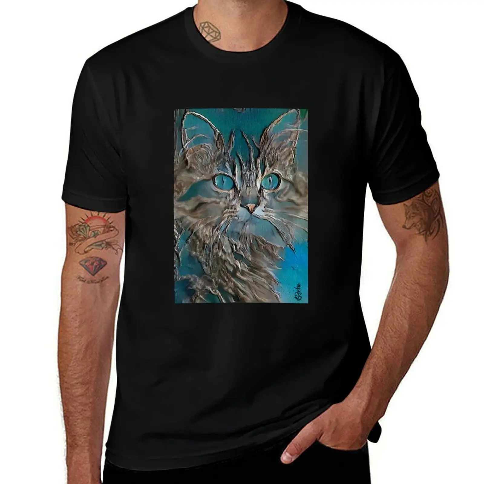 

Anjy, cat, cat, chat, kitty, kitten, lea roche paintings T-Shirt street wear summer clothes t shirt for men