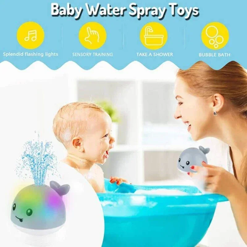 Baby Light Up Water Spray Whale Automatic Sprinkler Bathtub Pool Bathroom Shower 0-3 Years Bath Toys for Infant Kids Boy Gift