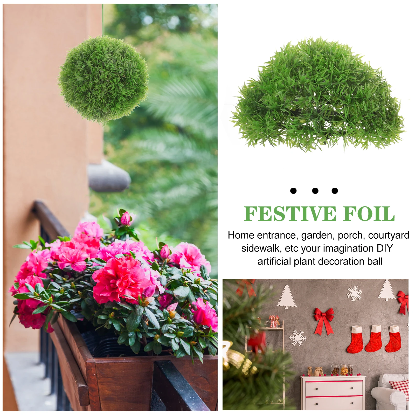 

2Pcs Artificial Grass Topiary Balls Decorative Hanging Spheres Faux Greenery Plant Home Indoor Outdoor Decor PlasticDecorations