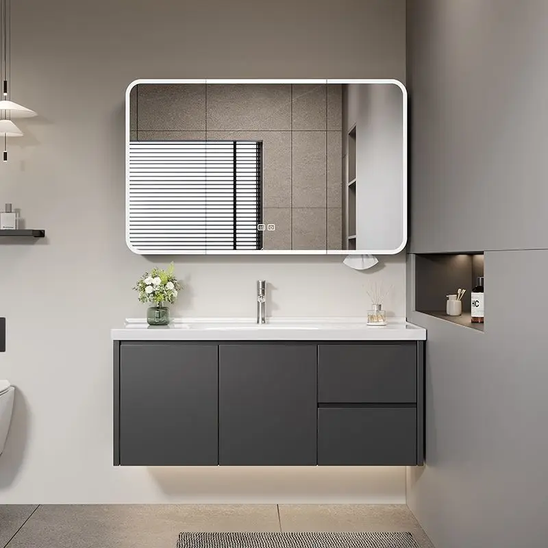 

Space aluminum bathroom cabinet combination bathroom ceramic integrated wash bathroom