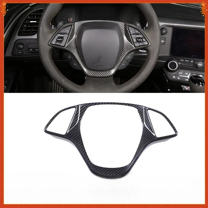 

For Chevrolet Corvette C7 Real Dry Carbon Fiber Steering Wheel Decorative Frame Interior Modification 2014-2019 Accessories