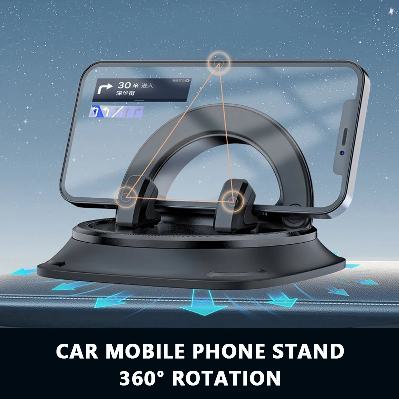 SEAMETAL Support de téléphone portable rotatif à 360 degrés, support antidérapant pour tableau de bord de voiture, support GPS pour tous les téléphones
