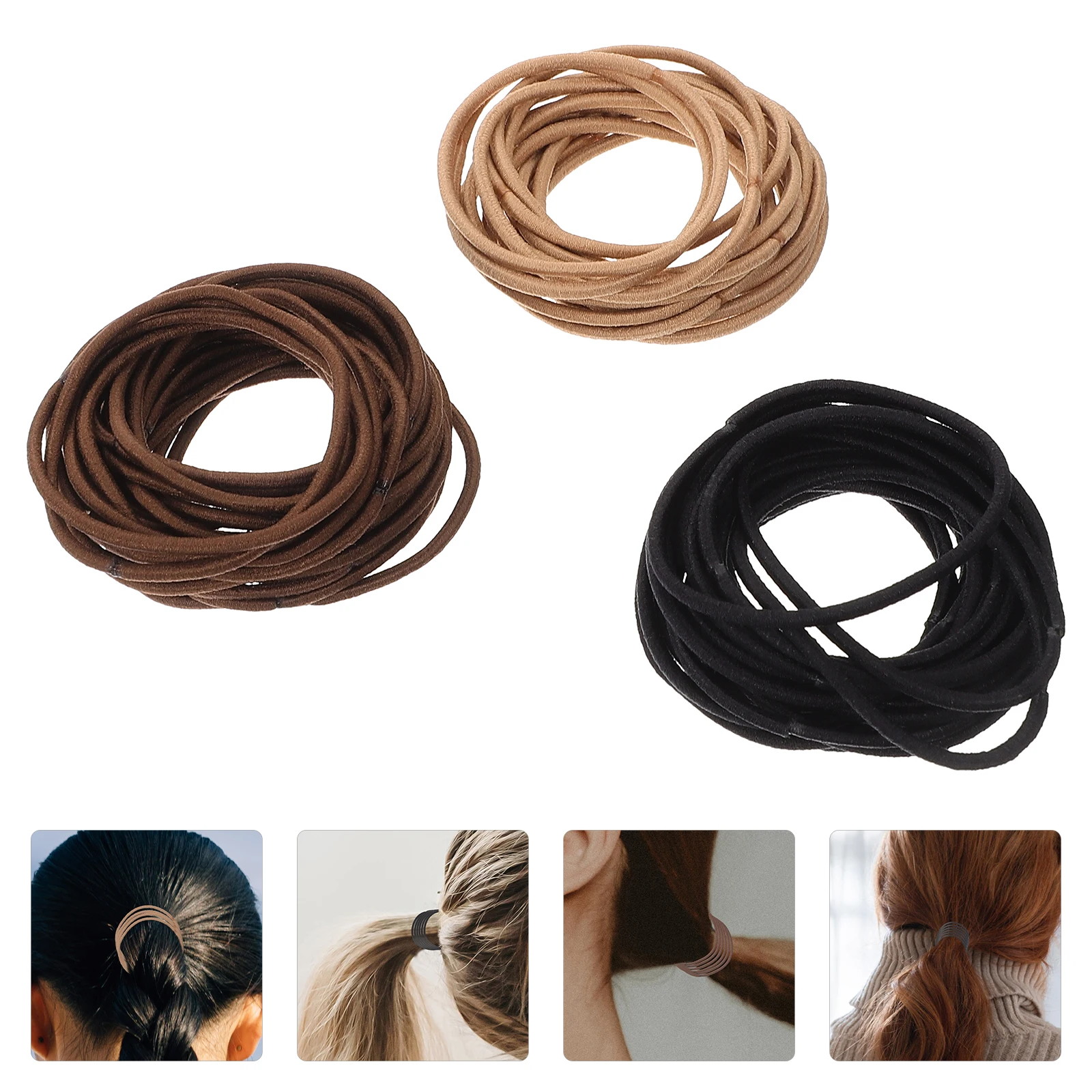 

100 шт. эластичные резинки для волос ярких цветов, женские темно-коричневые оптовые косы, аксессуары для укладки, резинки для волос, объемные резинки