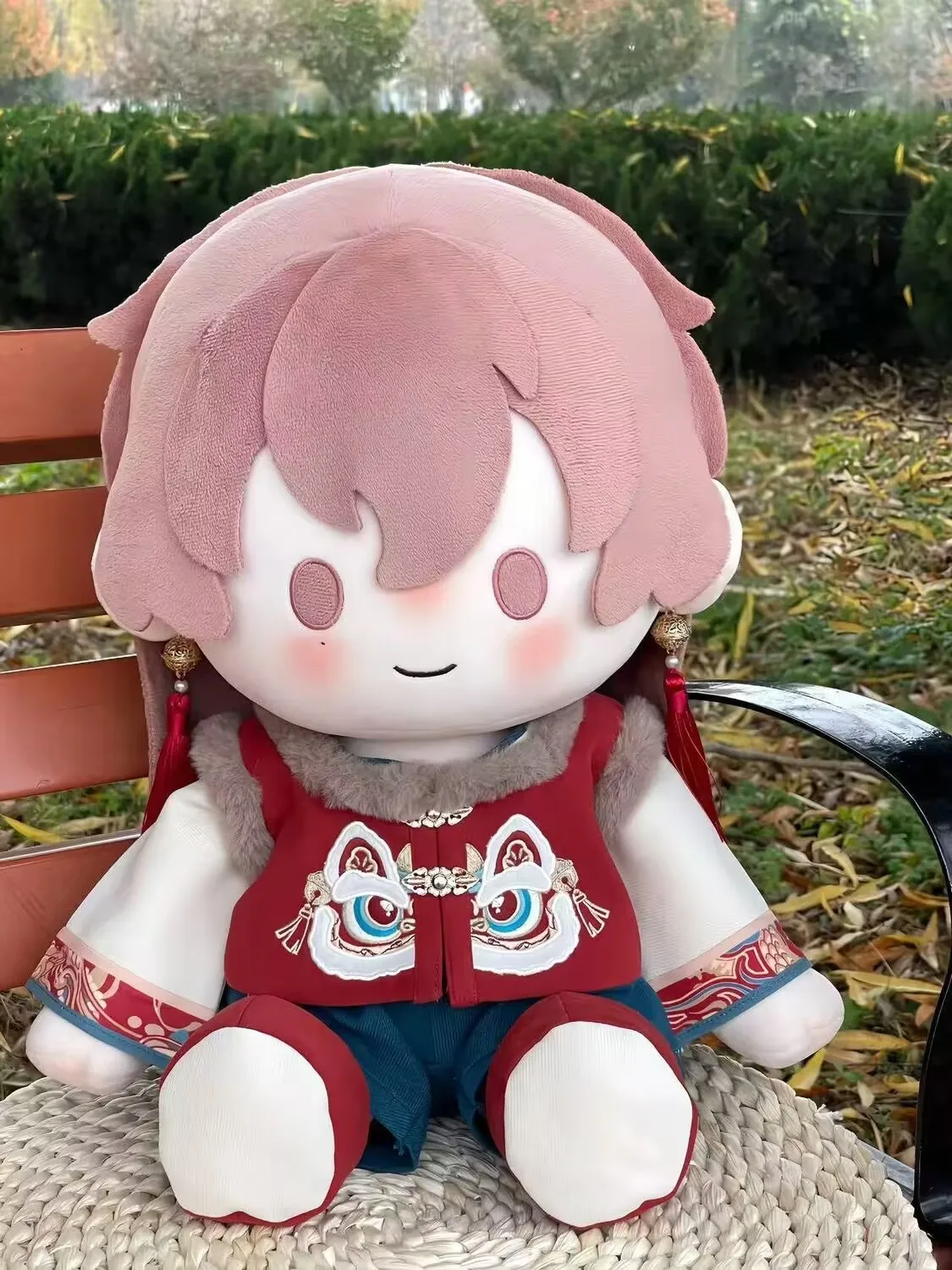 Vestido de saudação de ano novo de boneca de algodão de 40cm, vestido de boneca de estilo antigo chinês, atributo de cosplay, mudança de roupa de outono inverno