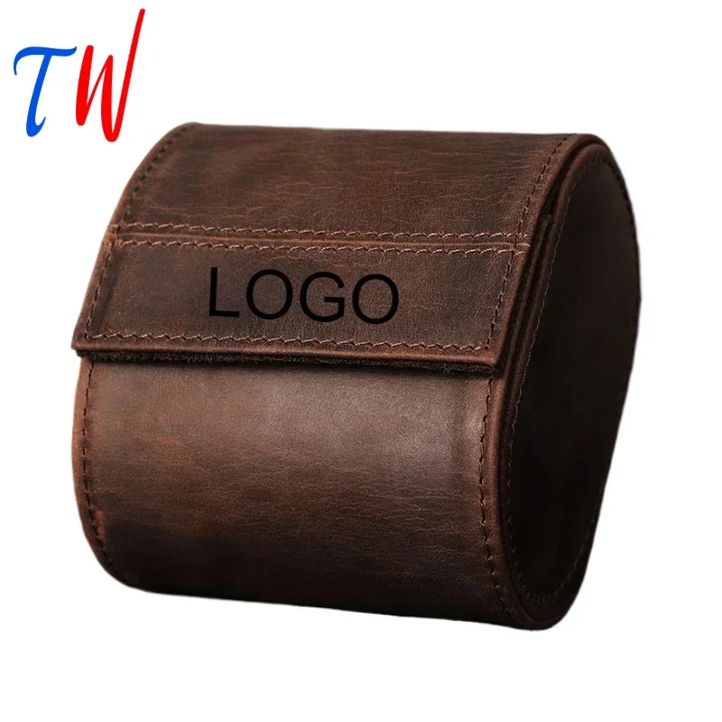 

Crazy Horse New Watch Case Single Oil Coated Leather Travel Removable Convenient Watch Storage Case Roll Case Free Custom Logo