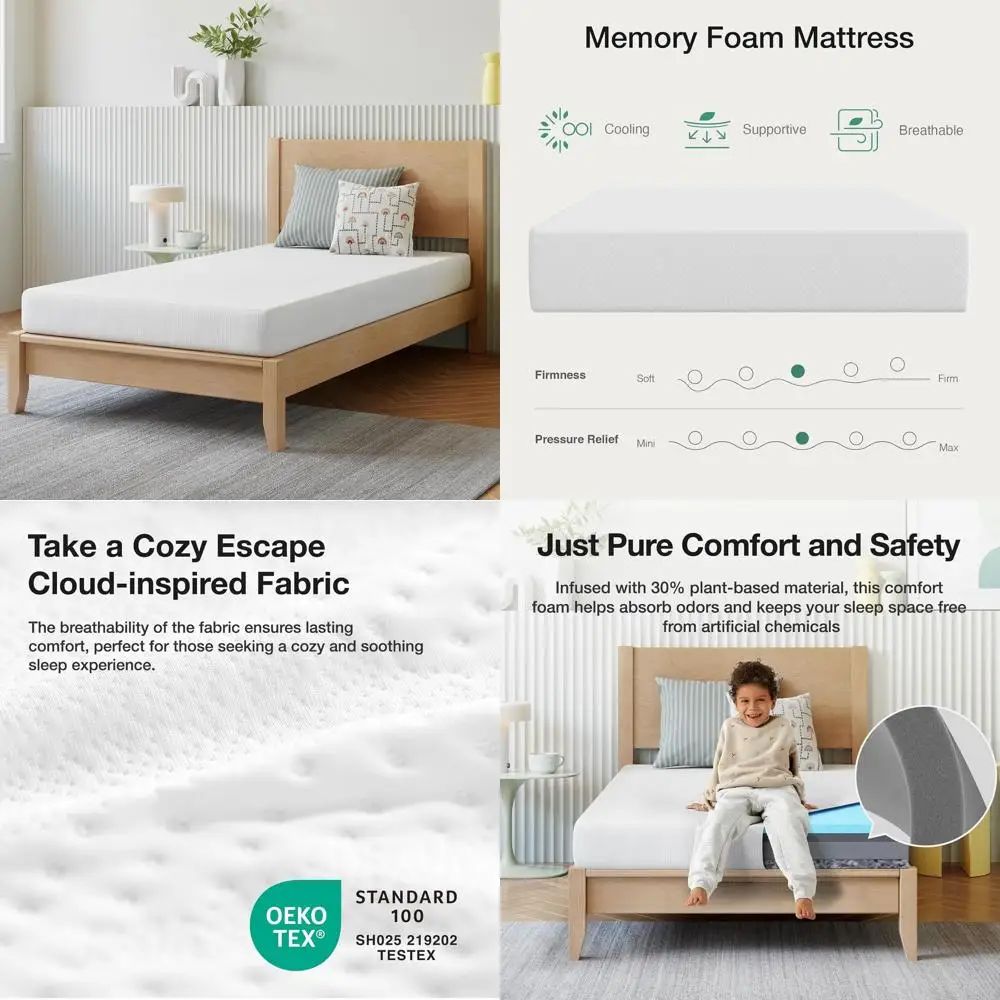 

Матрас из гелевой пены с эффектом памяти, 5 дюймов, для детей, охлаждающий, для комфортного сна, сертифицирован Certi-US