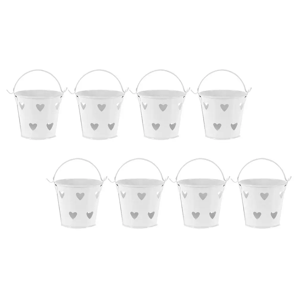 8Pcs Small Iron Buckets Decorative Candy Holders Metal Storage Buckets for Holiday Wedding Party Treat Storage Container