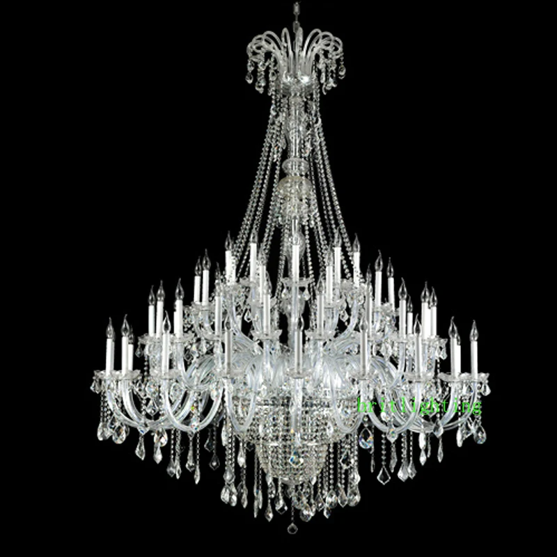 Modern Large Foyer Chandeliers Lighting Big Villa Hotel Hall Crystal Pendant Lamps For Living Room Cord Hanging Light Fixtures