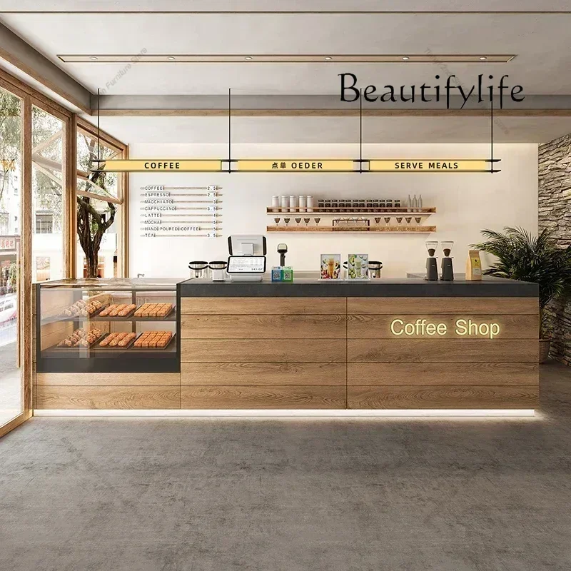 M J Coffee Shop Bakery Reception Desks Transparent Cabinet Display Stand Design Counter Commercial Furniture Balcão Recepção FYR