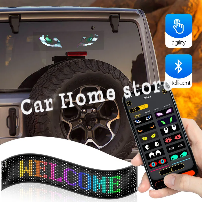 Car Accessories Soft Screen Universal Led Flexible APP Bluetooth Display Water Proof  Truck  Smart Car Sticker Advertising Light