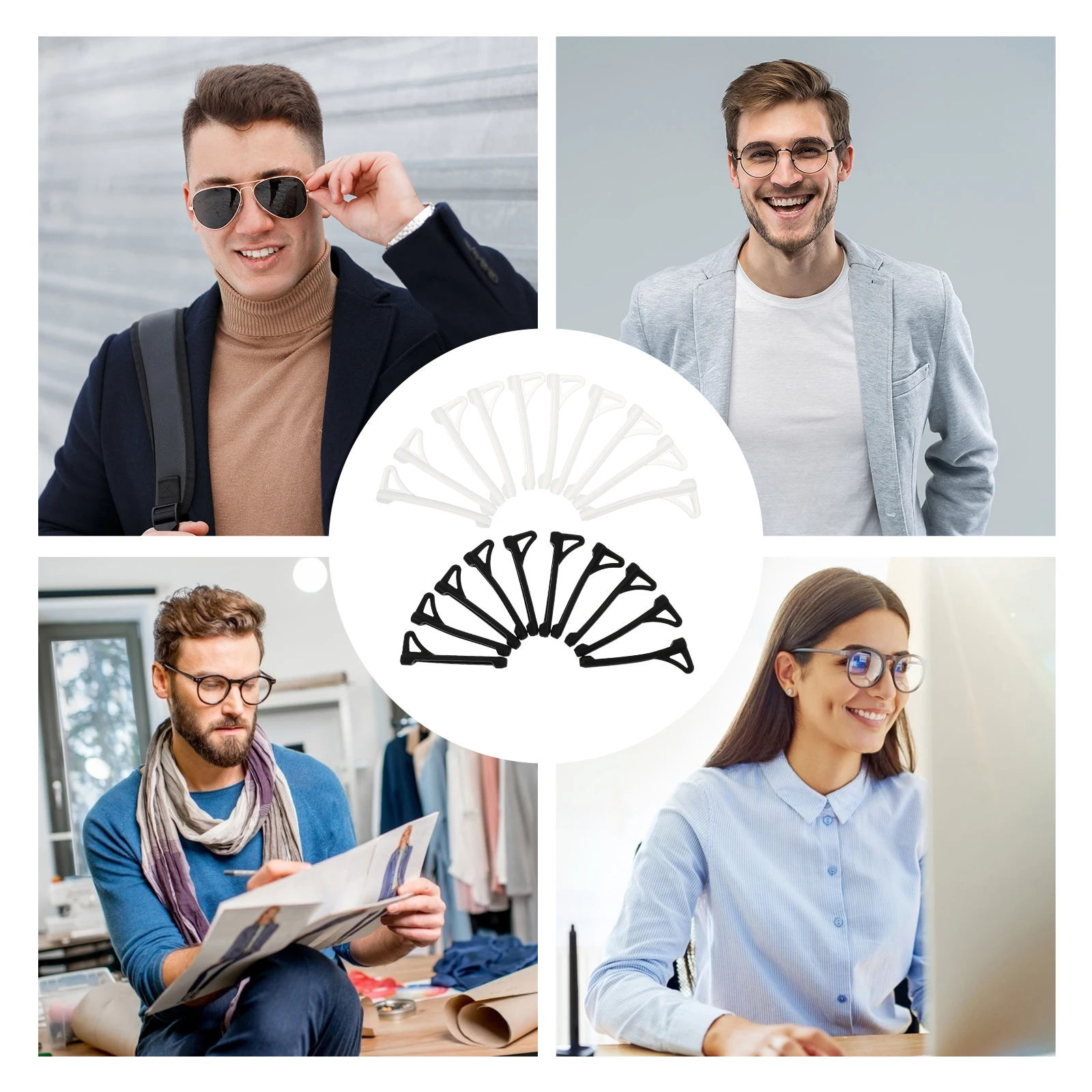 

10 Pairs Premium Silicone Anti-Slip Glasses Sleeve For Sports Fishing Running Climbing Eyewear Retainer Grips Temple Tips