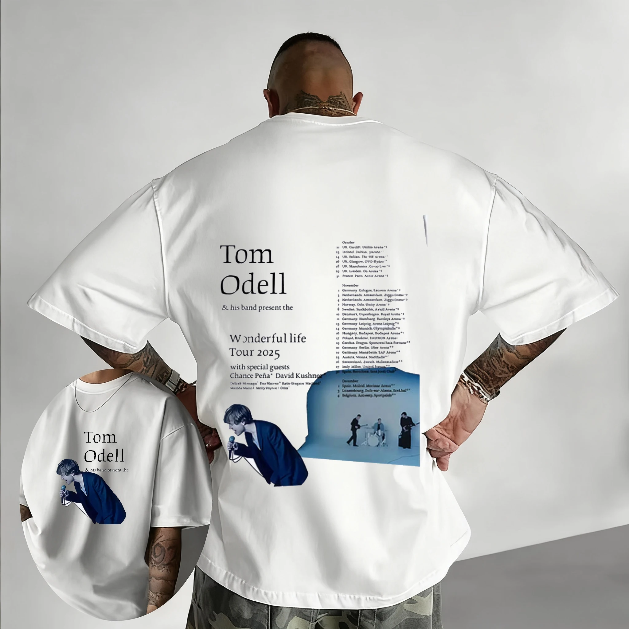 توم أوديل وفرقته يقدم رحلة حياة رائعة 2025 تي شيرت هيب هوب صيفي للرجال مطبوع 100% من القطن الخالص بأكمام قصيرة