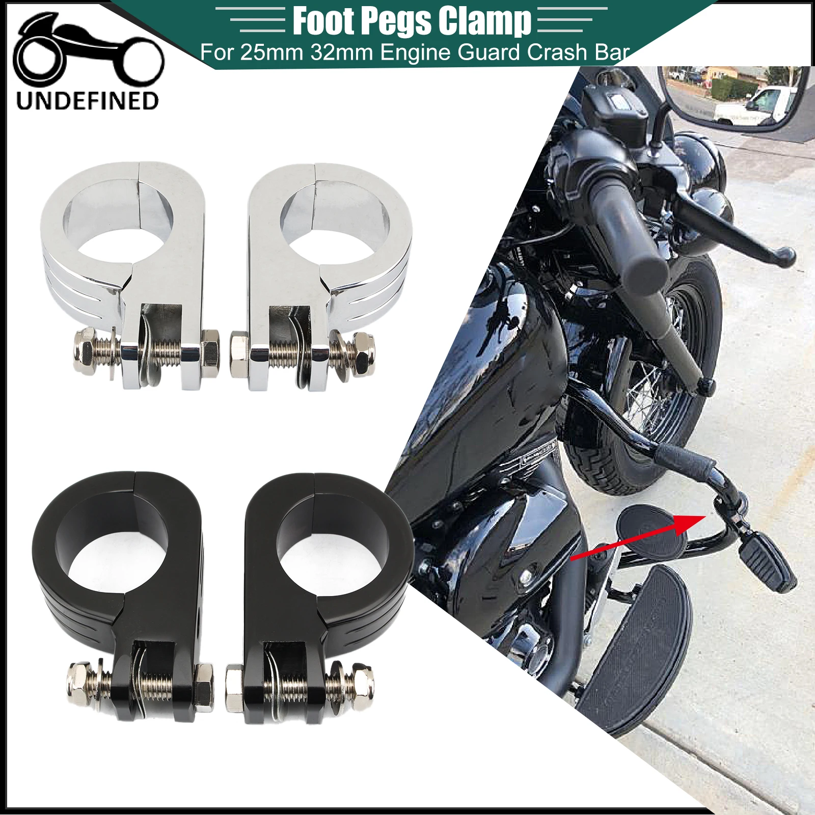 

32mm 1-1/4" 38mm 1.5" Crash Bar Engine Guard Highway Foot Peg Clamp Mount Motorcycle Accessories for Harley Dyna Fat Bob Softail