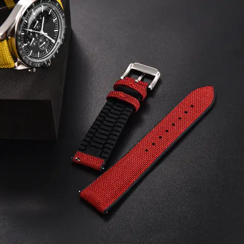 High Quality Rubber Sailcloth Strap 18mm 19mm 20mm 21mm 22mm Canvas Nylon Quick Release WatchBand For H-IRSCH