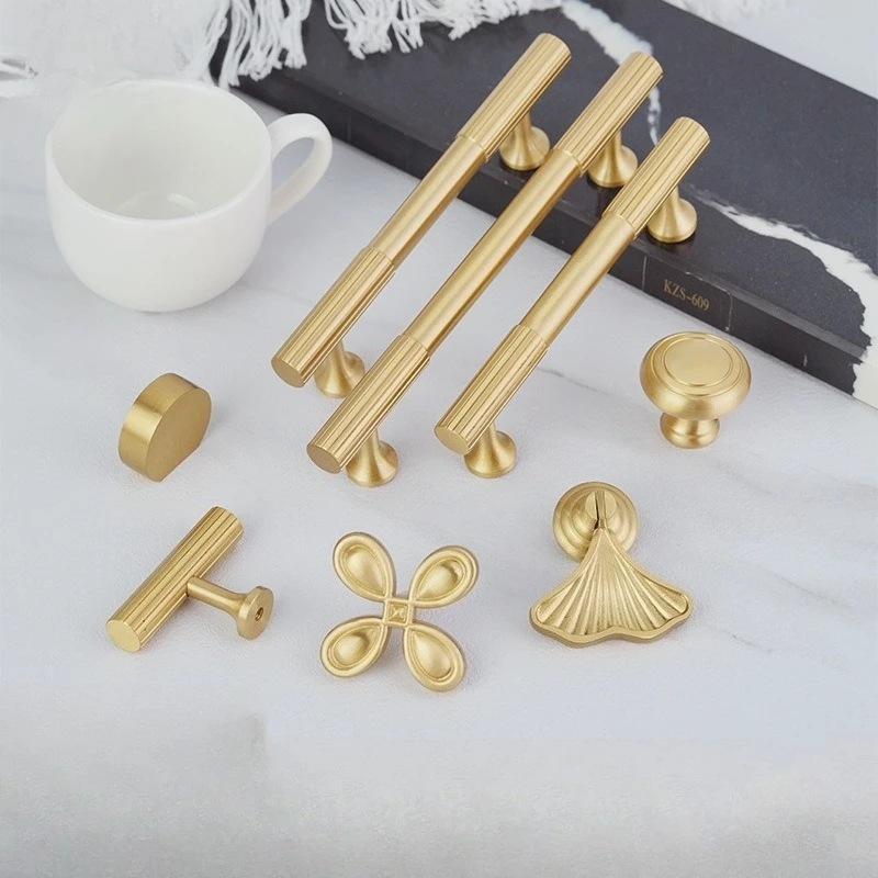 

Nordic Solid Brass Furniture Handles Golden Handles for Wardrobe and Drawer Hardware Fitting Kitchen Cabinet Handles Dresser