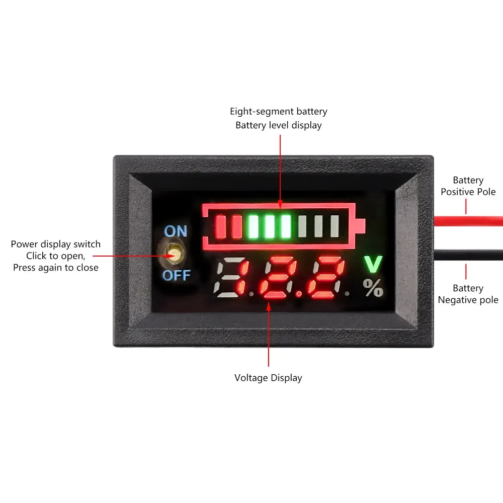 12V Car Lead Acid Battery Charge Level Capacity Indicator 2S 3S 4S LED Battery Capacity Meter  8.4V 12.6V 16.8V Voltmeter Tester