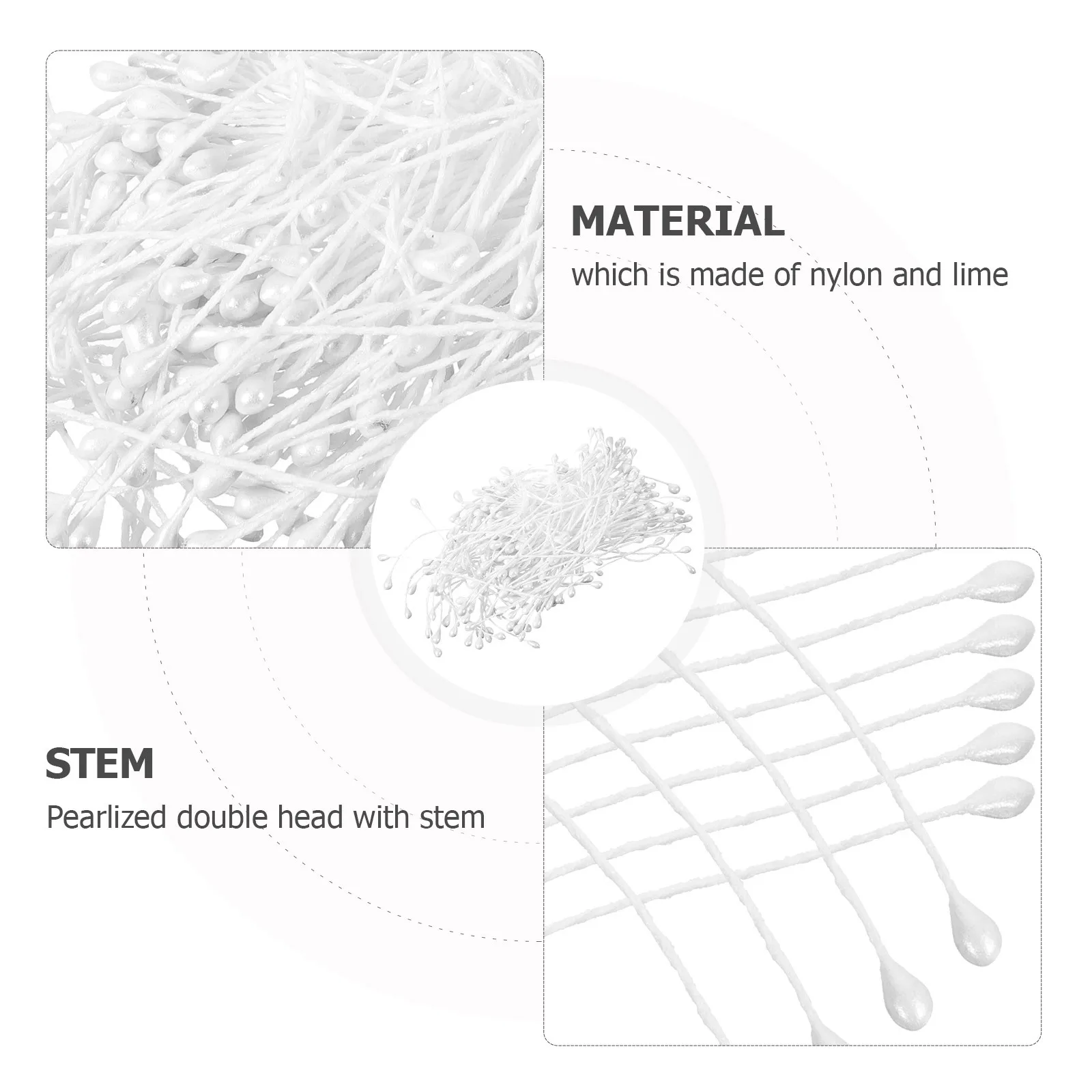 170 قطعة براعم زهرة اللؤلؤ 6 سنتيمتر الأبيض مزدوجة يميل النايلون الجذعية لصنع الزهور كعكة الديكور الزفاف الحرفية الأزهار #6