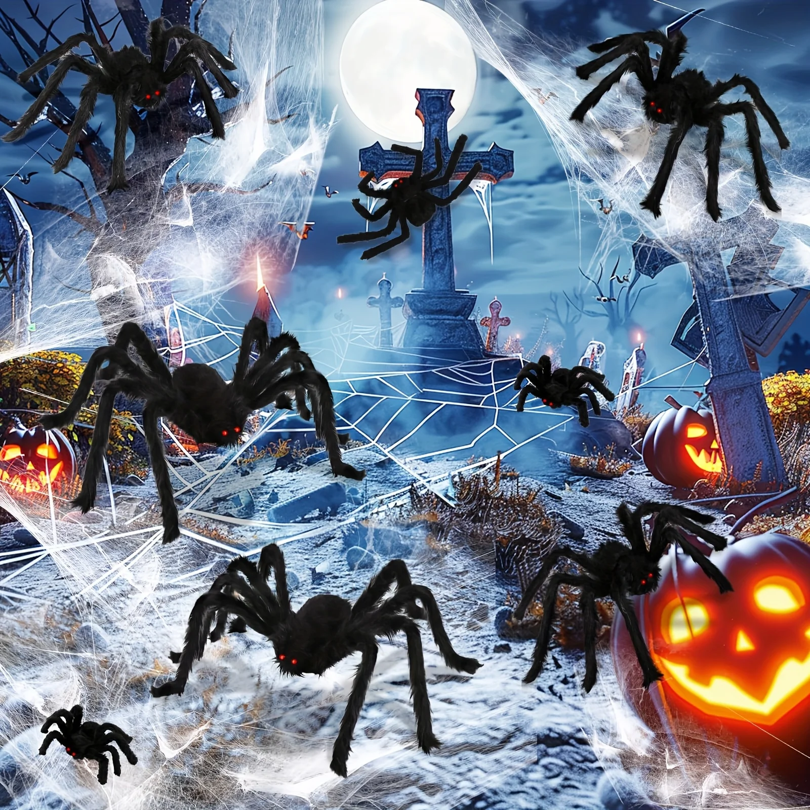 Giant Black Spider Decoration for Halloween Horror Party Haunted House Props Realistic Scary Spider for Indoor Outdoor Decor