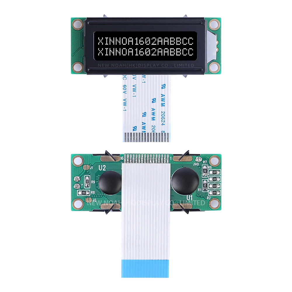 DFSTN 블랙 필름 다국어 모듈 문자 LCD 모듈, 화이트 1602A-20-1A 문자 도트 매트릭스 스크린, 02*16 LCD Fpc25MM, 53X20MM