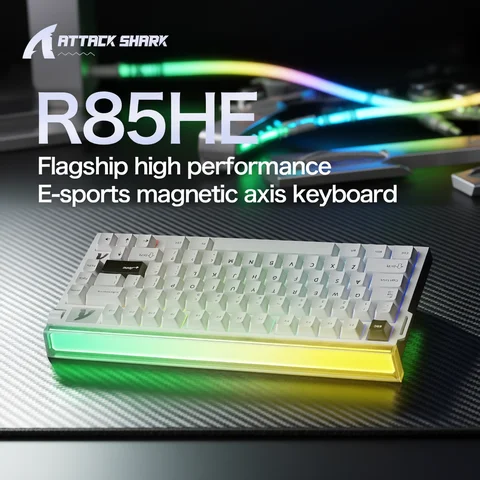 ATTACK SHARK R85HE Magnetic Axis Gaming Wire Keyboard 8KHz Rate 0.005mm RT Precision Adjustable 5 Layer Soundproof Filling RGB