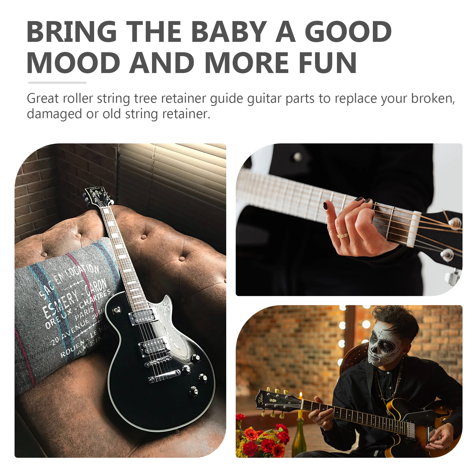 

4pcs Durable Iron Guitar String Retainer Tree Smooth Surface Light Weight Mounting Screws Included Replacement For Damaged