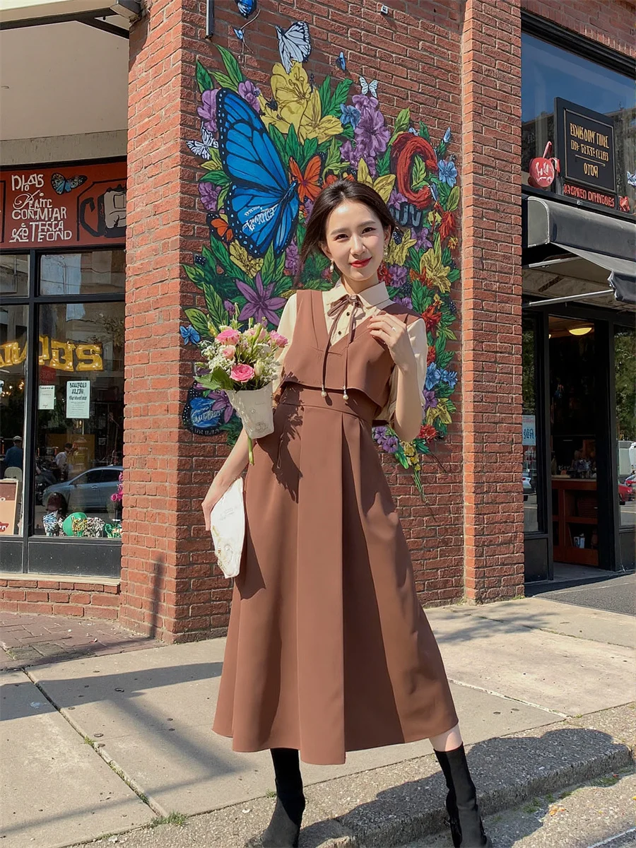 Women'S Long Dresses For Woman Casual Short Sleeve Summer Lace Flounce Ruffles Bow Tie-Up Drawstring Soft Vintage Boho Romantic