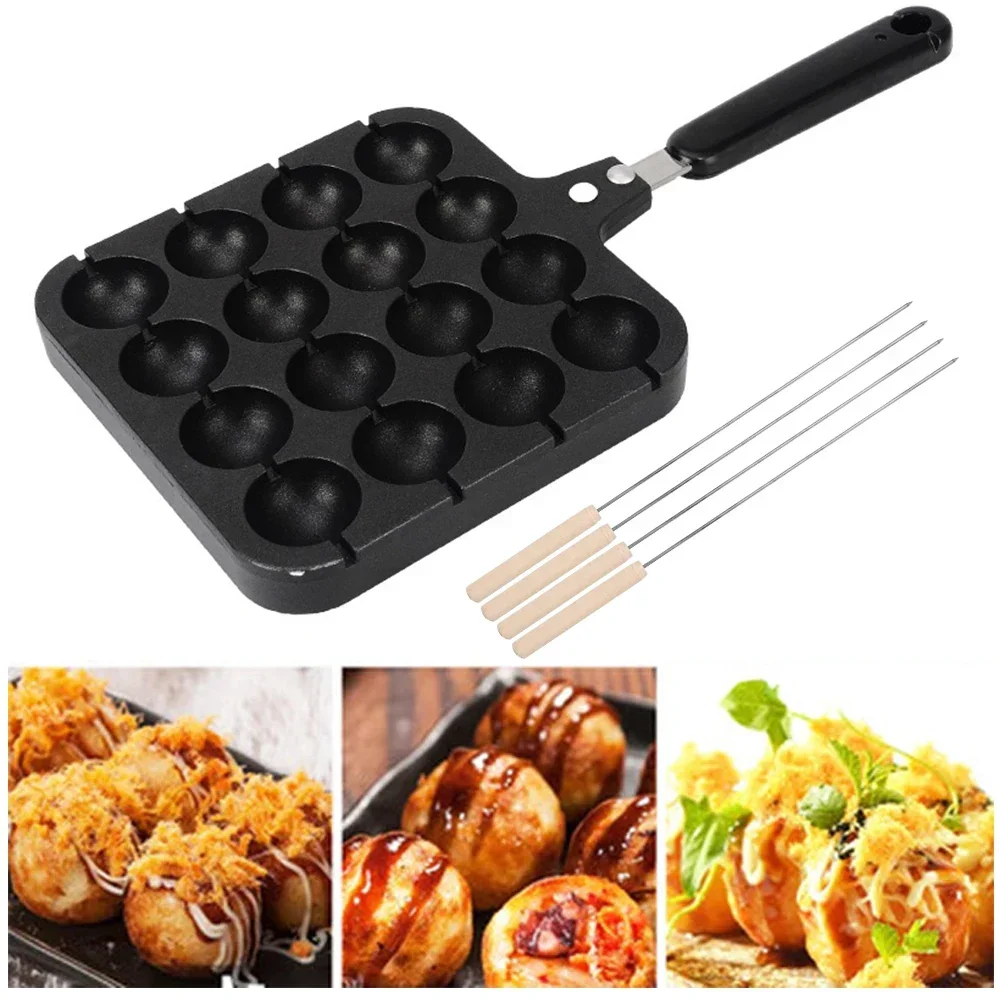 16Holes Non-Stick Takoyaki Grill Aluminum Alloy Pan Cooking Grill Baking Pan Octopus Ball Baking Tray Cake Plate Meatball Cooker