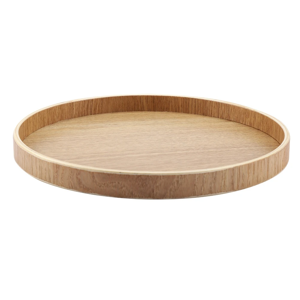 Wooden Serving Tray Tea Plate Fruits Candies Food Tray Home Decoration Round Tableware Salad Dessert Plate Kitchen Accessories