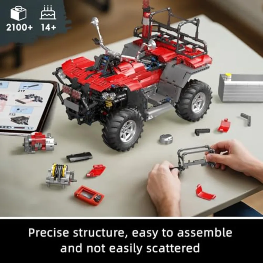 Fire Truck ATV Building Set, 2100+ Pcs Control All-Terrain Vehicle Building Blocks Kits That Run with Equipment Model, Collectib