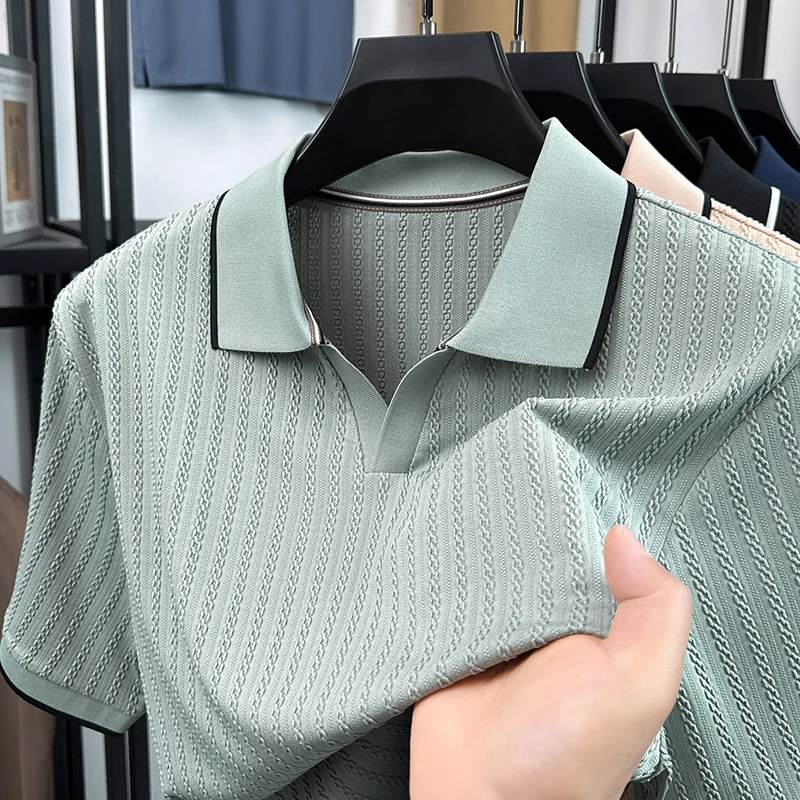 เสื้อโปโลแขนสั้นคุณภาพสูงสำหรั - Men'S Fashion V Neck T Shirts บทวิจารณ์และราคา
