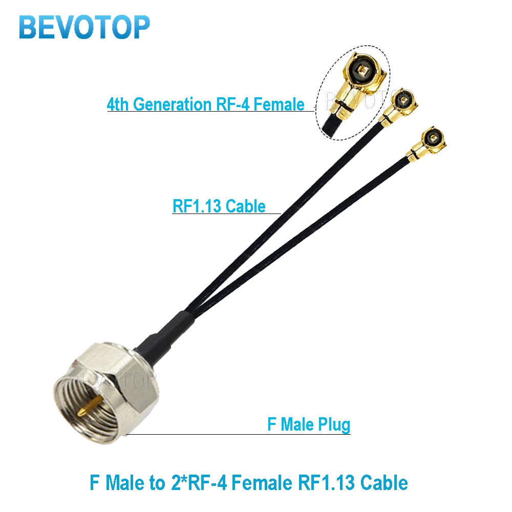 1PCS 1 to 2 Splitter Cable 1 x F Male/Female to 2 x U.fl IPX Female RF1.13 Cable Antenna Extension Jumper Pigtail BEVOTOP