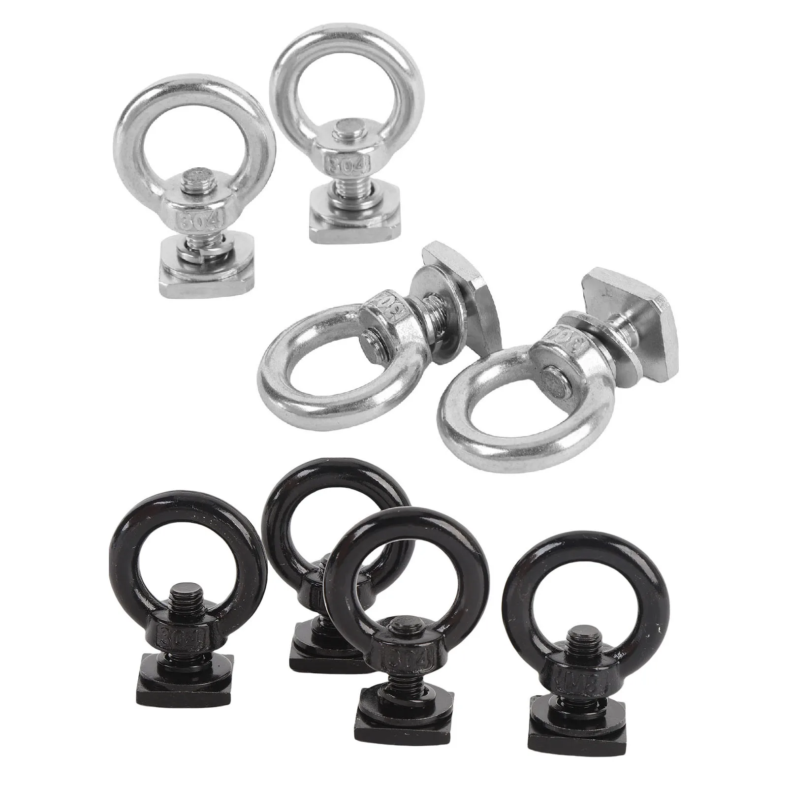 Sturdy Stainless Steel Eye Nut Tie Down Anchor M8 Roof Rack T Track Mount Bolt Shaped Eyelet Rings for Holding Cord Rope Hooks