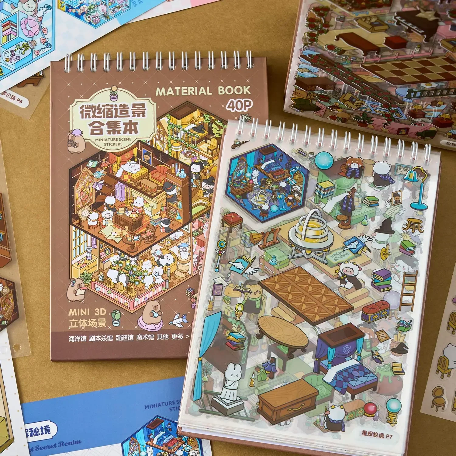 40 قطعة 20in1 ثلاثية الأبعاد ملصقات المشهد جمع كتاب ألبوم الكرتون المشهد DIY بها بنفسك سكرابوكينغ لوازم الجمالية غير المرغوب فيه مجلة ملصقات