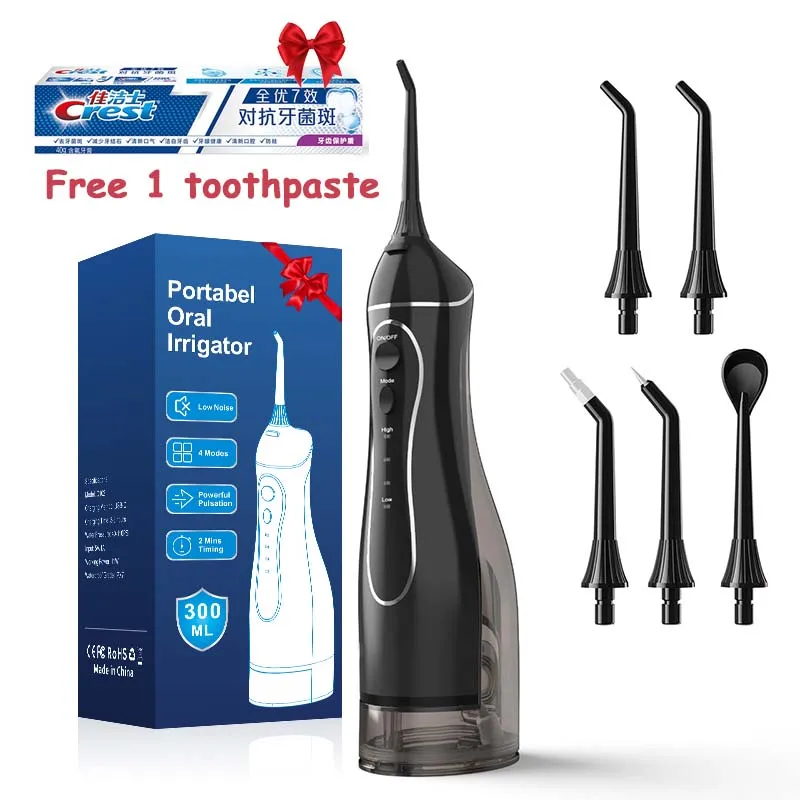 

Стоматологический ирригатор для полости рта, портативный перезаряжаемый ирригатор для воды, портативный 300 мл, 4 режима, водоструйный водонепроницаемый очиститель зубов, водонепроницаемый очиститель для зубов