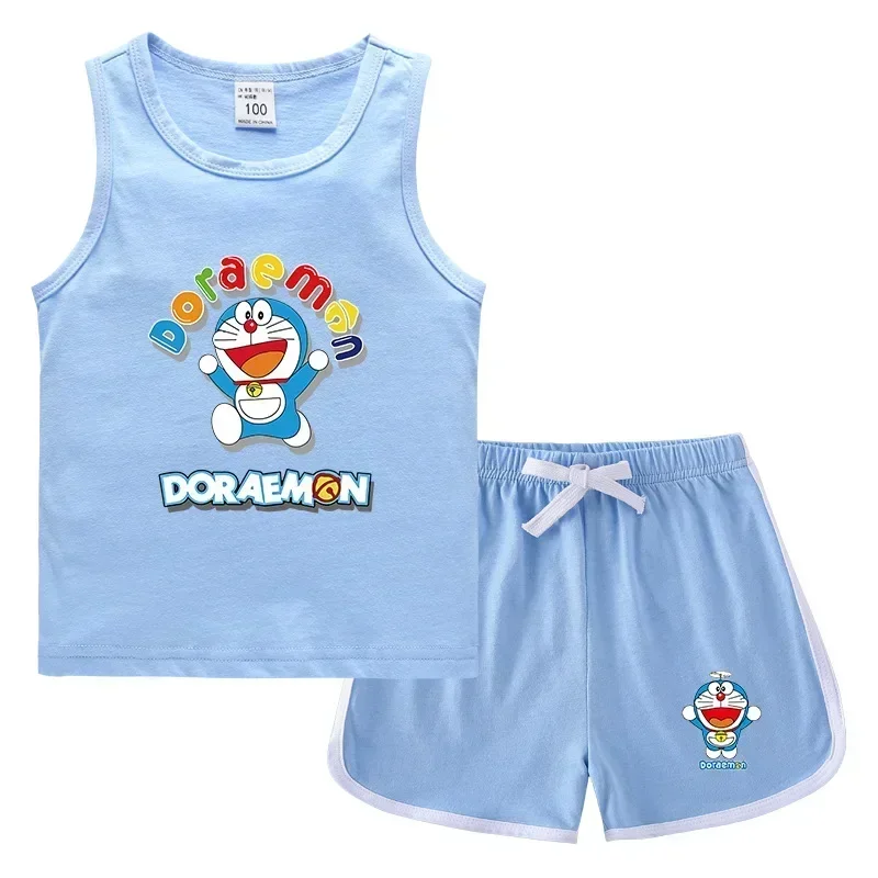 

Doraemon Girls Boys Children's Vests Hot Pants Bottoming Shirts Sleeveless T-Shirts Summer Sleeveless Sweatshirts Shorts