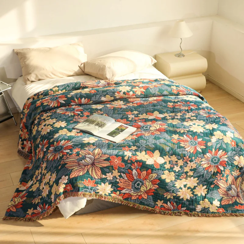 Vintage Jacquard Sofa Cover - Non-Slip Reversible Throw Blanket & Couch Protector, Elegant All-Season Furniture Decor