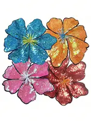 1 Piece 20*20CM Large Red Sequins Beads Flower Patch for Evening Dress Swimsuit DIY Applique