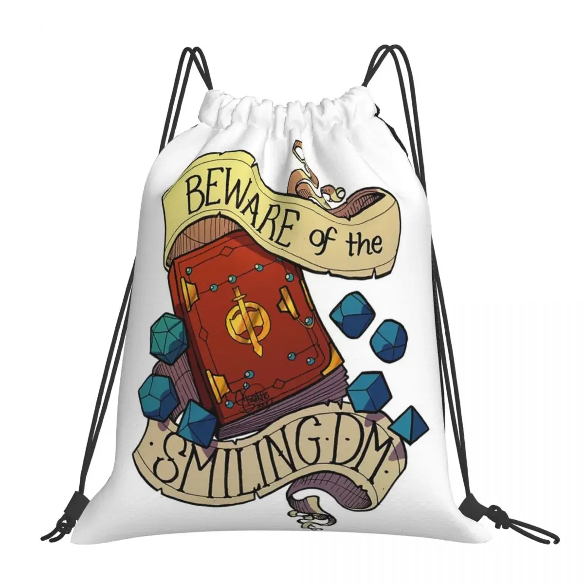 

Beware Of The Smiling Dungeon Master Backpacks Drawstring Bags Drawstring Bundle Pocket Sports Bag BookBag For Travel Students