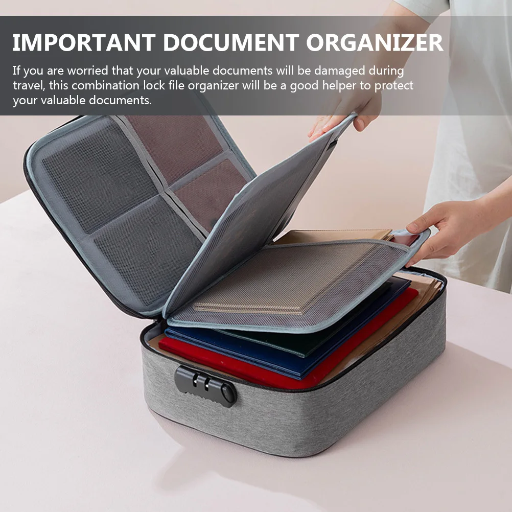 

Lockable Document Storage Box for Home Office Travel Use Portable File Organizer Bag for Certificates Passports Papers Safe Keep